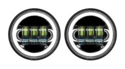 HogWorkz LED 7" Halomaker Headlight And 4 1/2" Halomaker Passing Lamps Kit For Harley 1994-2023 -Motorcycle Series hog workz led412 halomaker passing lamps for harley