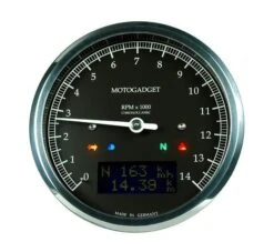 Motogadget Chronoclassic DarkEdition Tachometer -Motorcycle Series motogadget chronoclassic dark edition tachometer black housing polished bezel 1